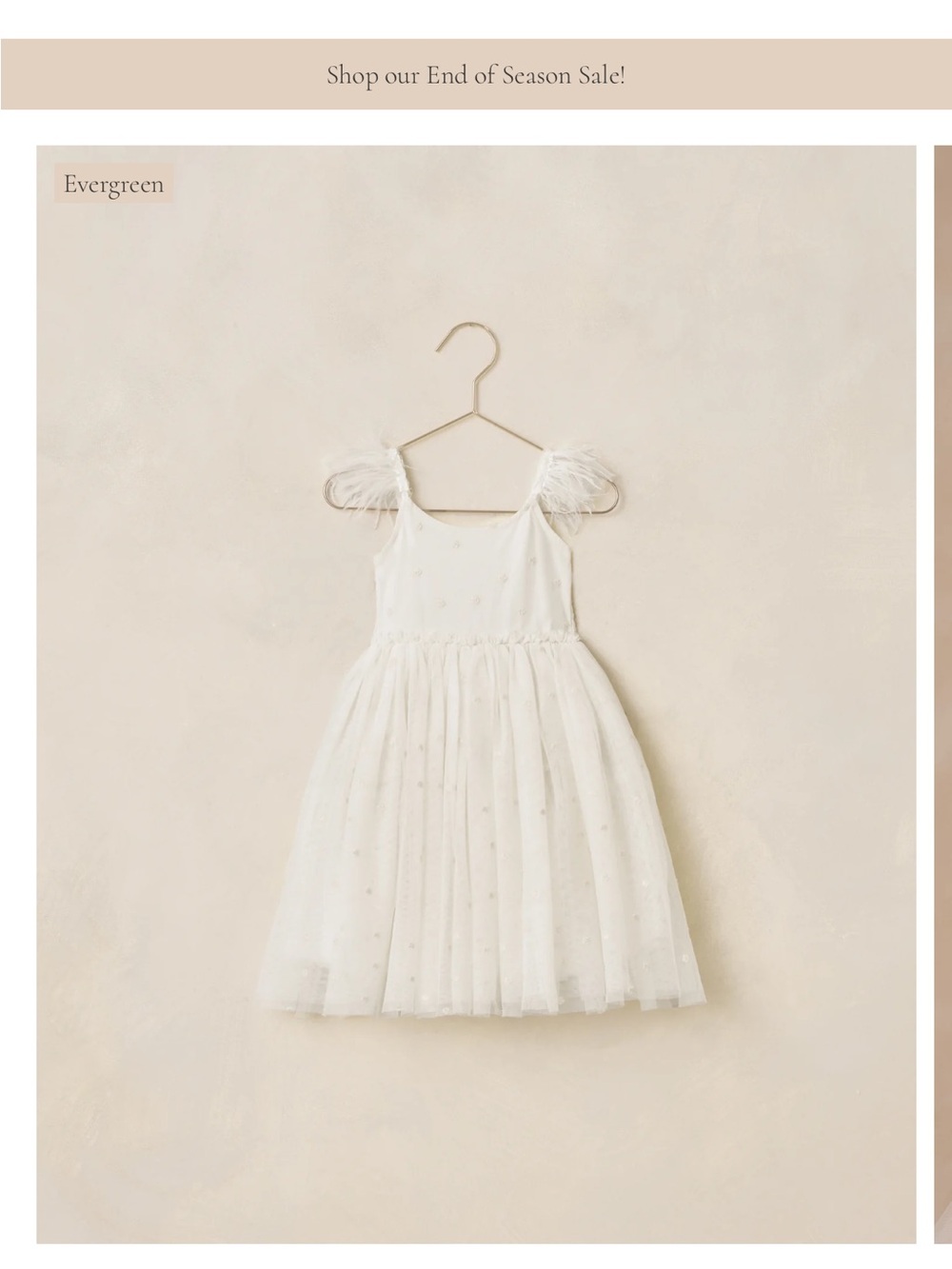 Ivory Tulle Party Dress with Feather Straps